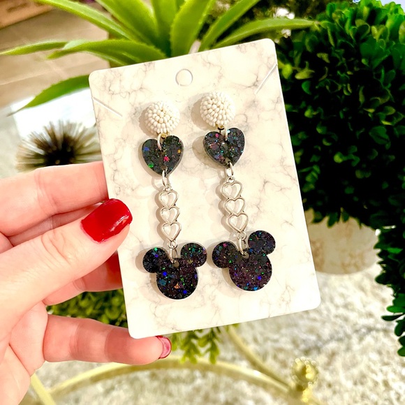 Acrylic Mickey and Heart Earrings - Picture 4 of 4